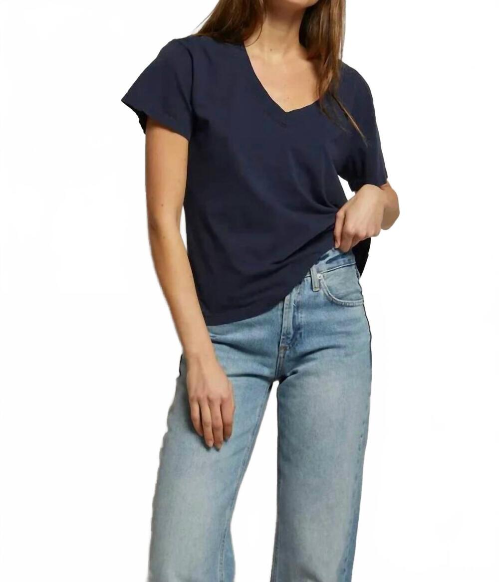NEW PERFECTWHITETEE hendrix v-neck tee shirt in navy